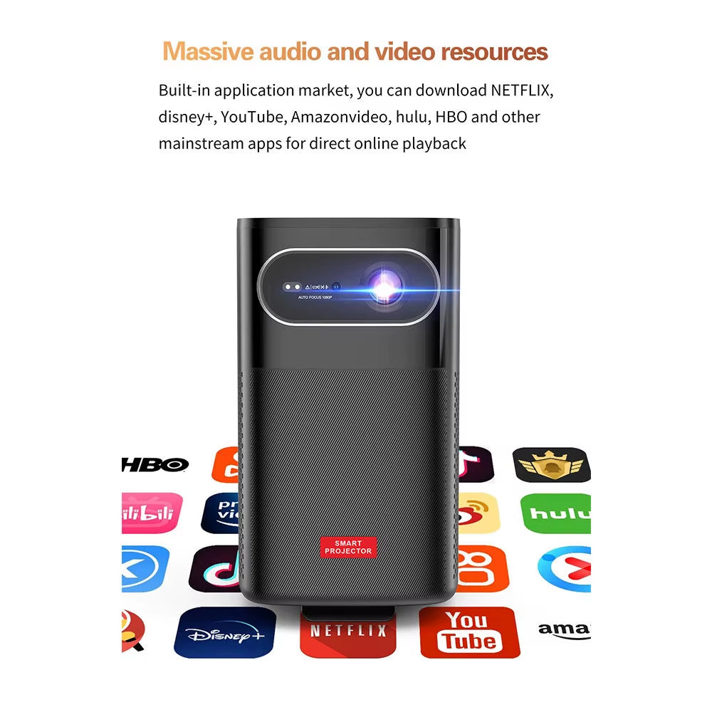 New Arrive Auto Focus 1080P Projector Portable 4K 3D Full HD Projector Android 5G Wifi Build 15000Mah Battery BT5.0